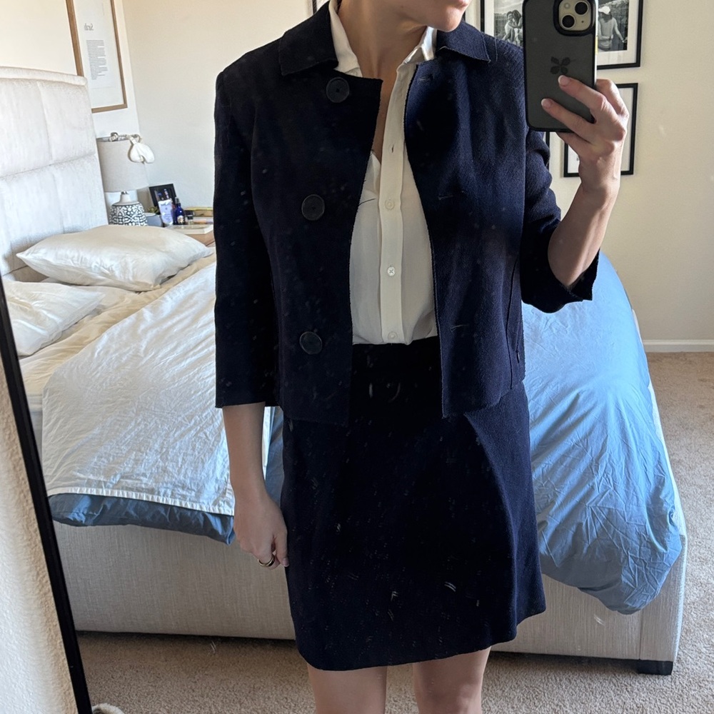Akris Punto Wool Navy Skirt Suit